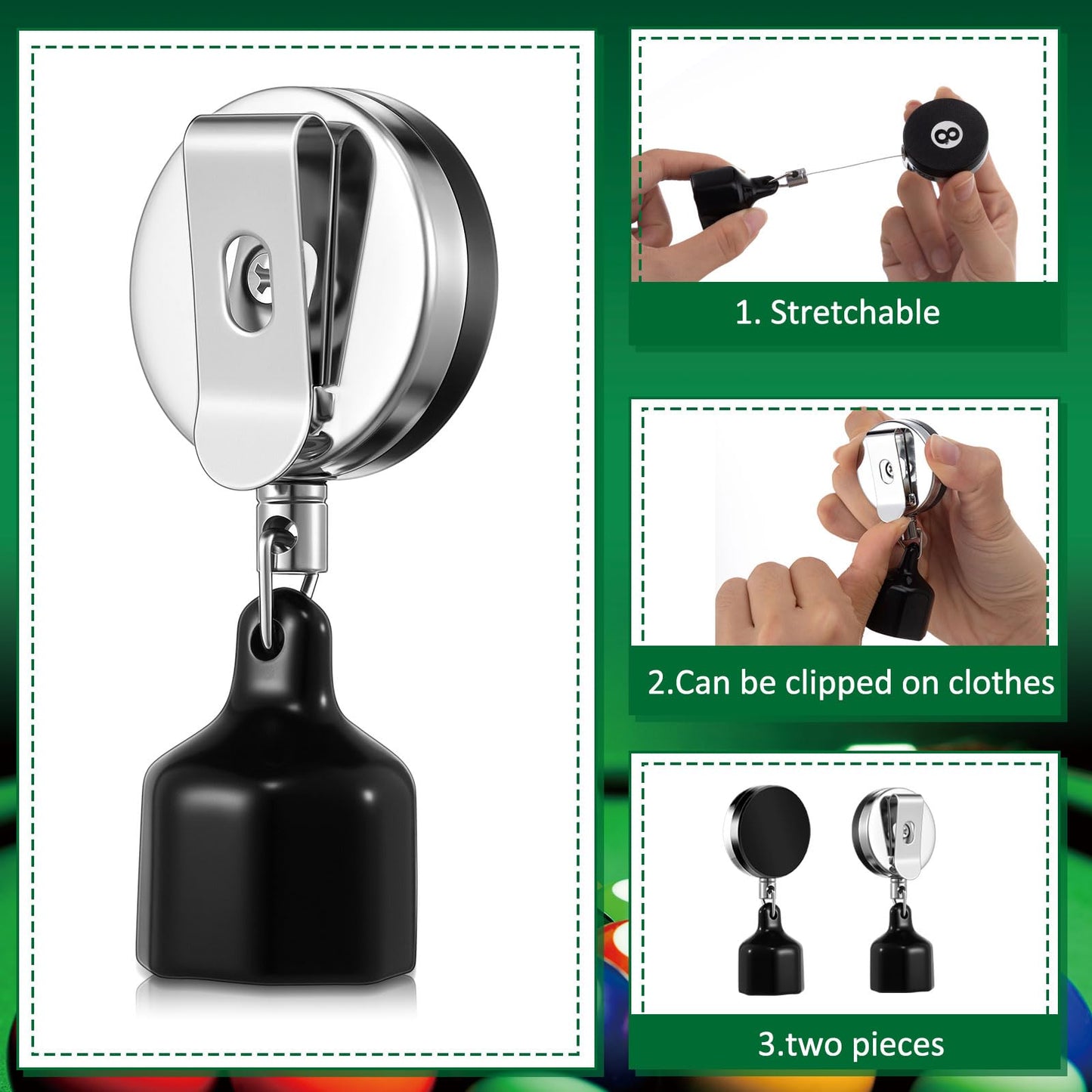 Lewtemi Retractable Pool Cue Chalk Holder – 2pcs