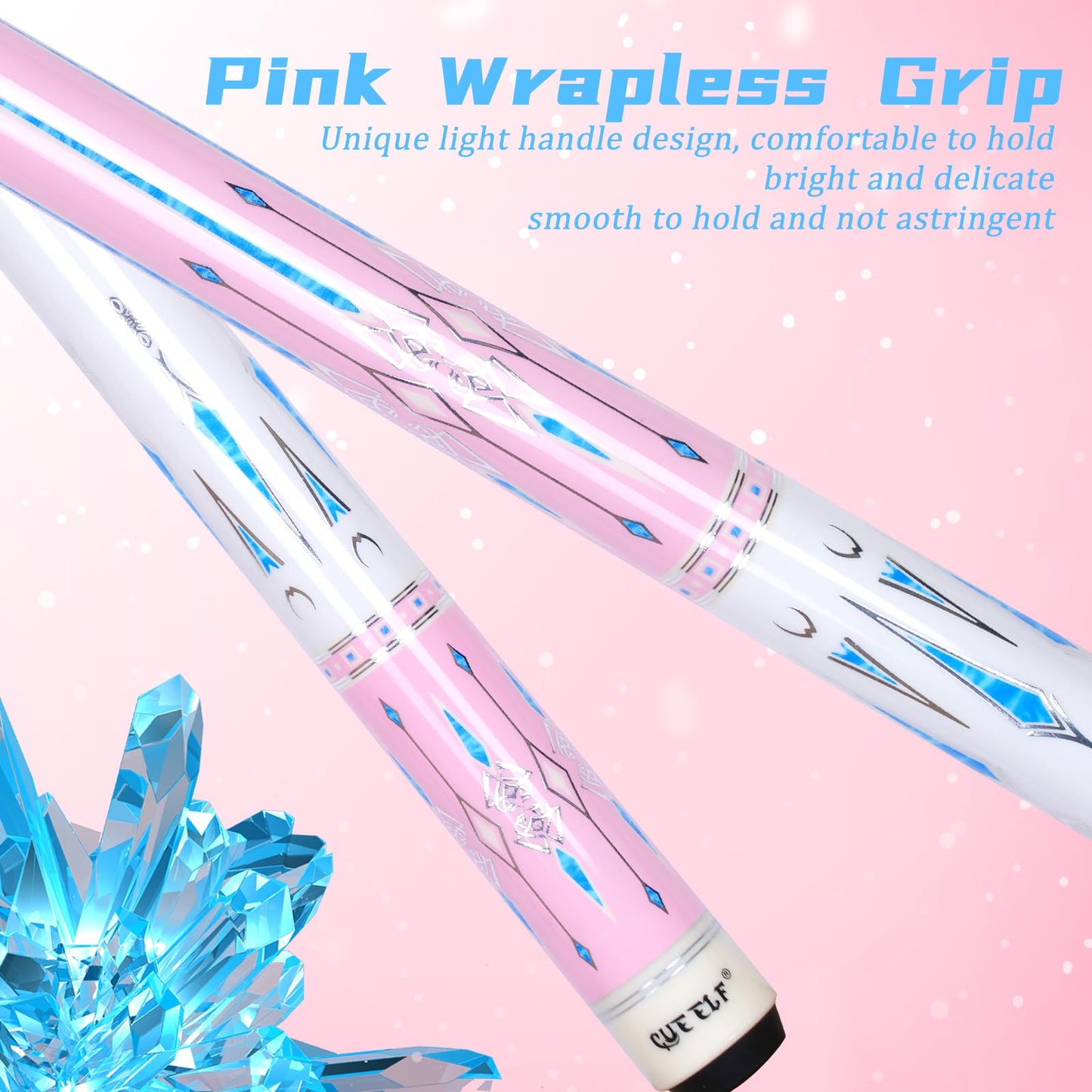 58" Carbon Fiber Pool Cue – Pink, Low Deflection