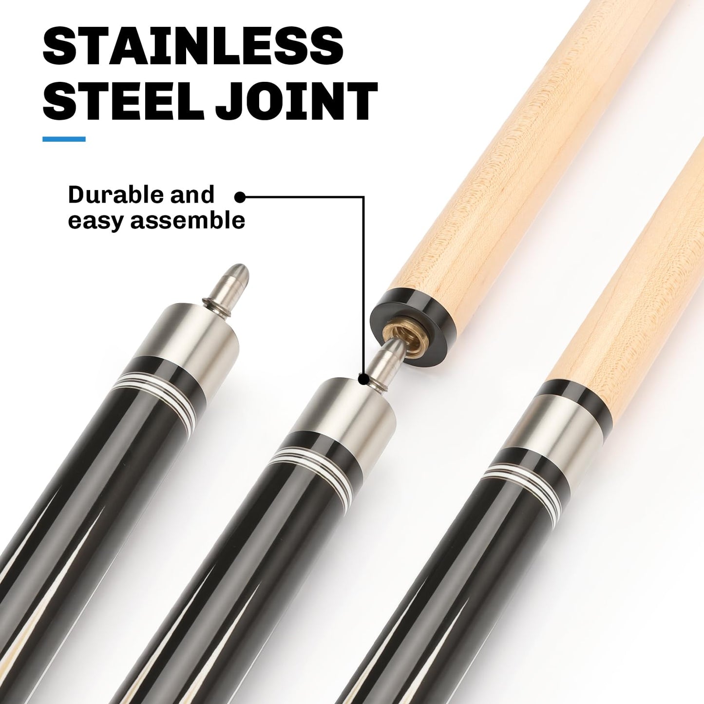 Kmise 58" Maple Pool Cue with Case