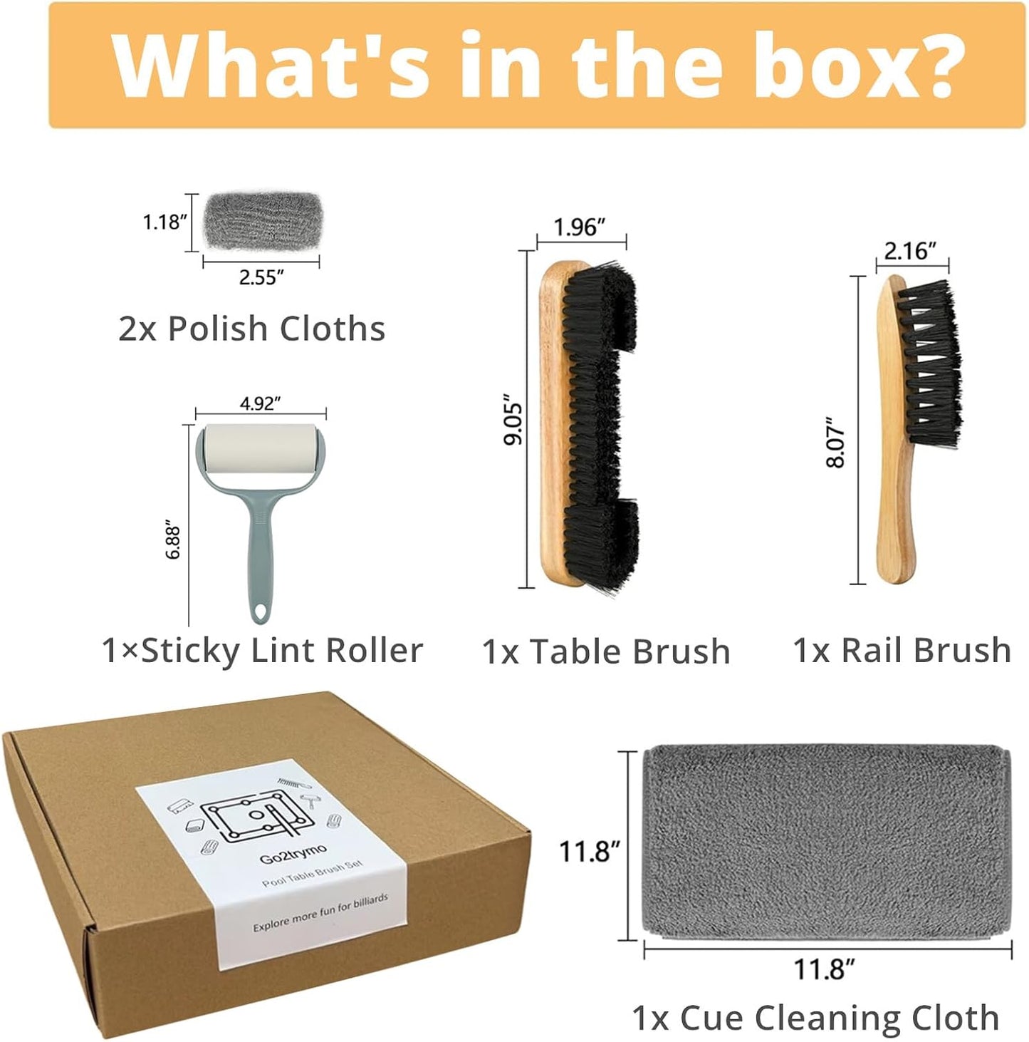 Pool Table & Rail Brush 5-Piece Set