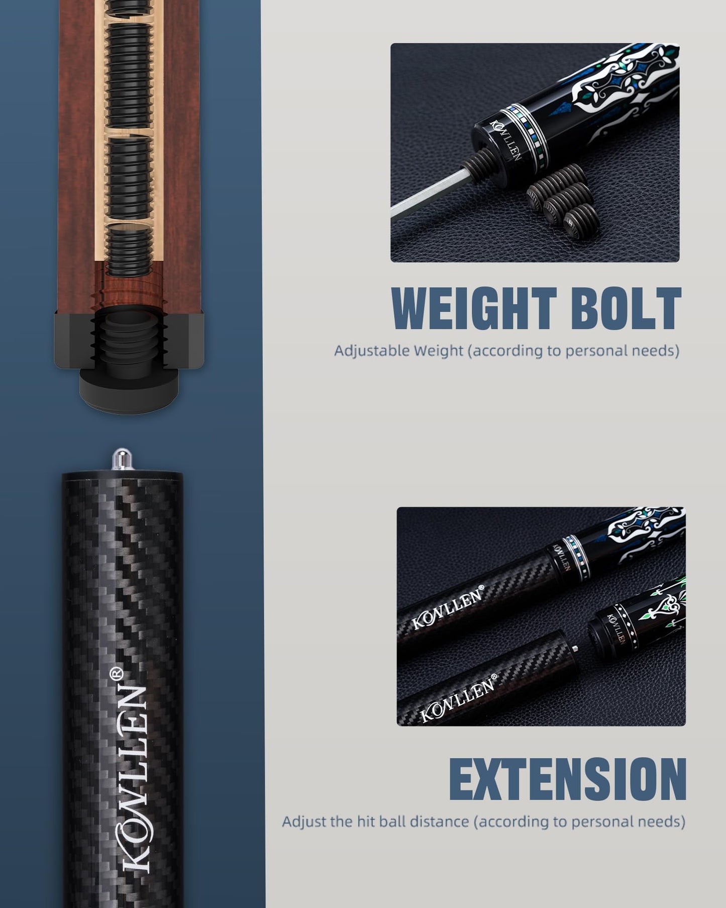 KONLLEN 58" Carbon Fiber Pool Cue