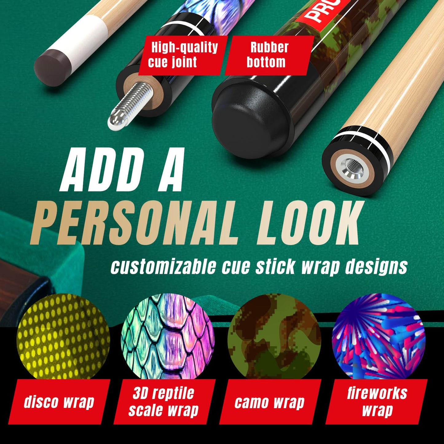 Premium 4-Pack 58" Maple Pool Cues