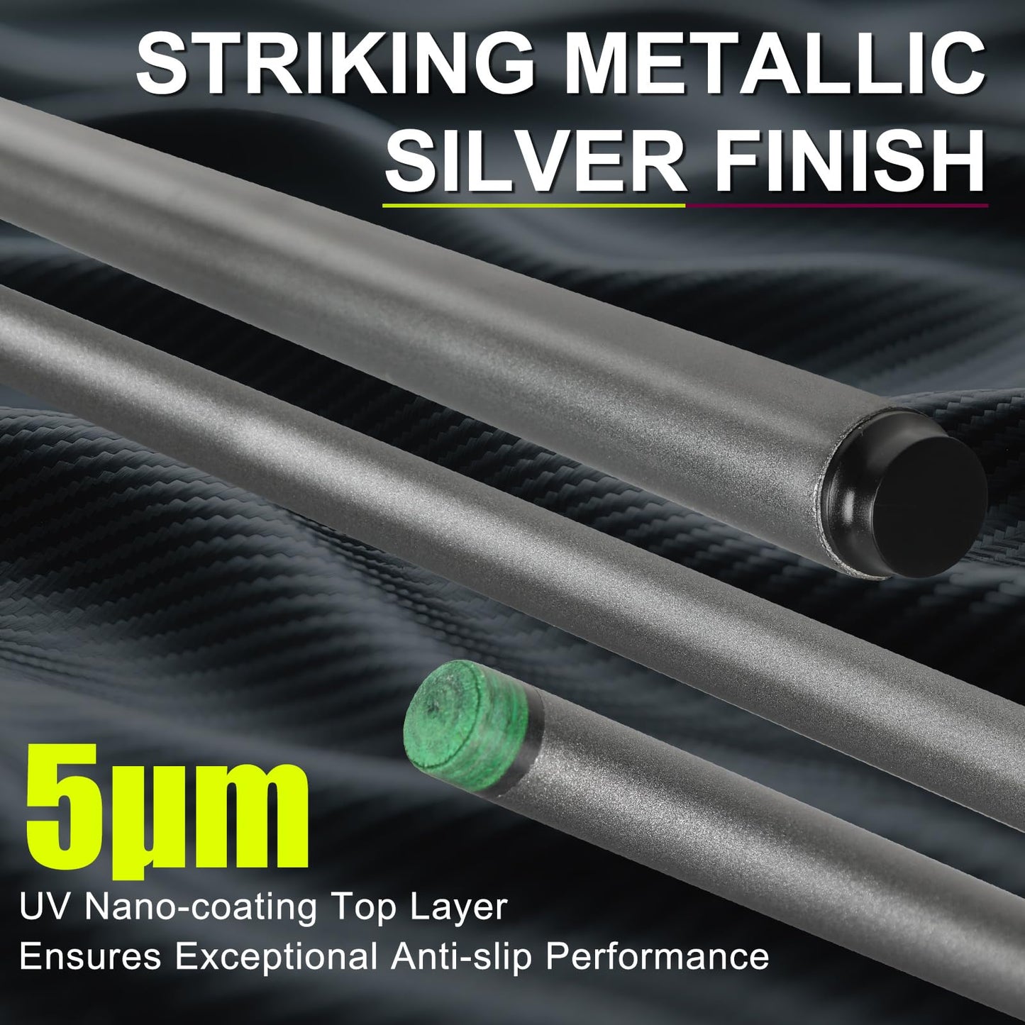 58" Fiberglass Graphite Pool Cue Sticks – 18-21oz