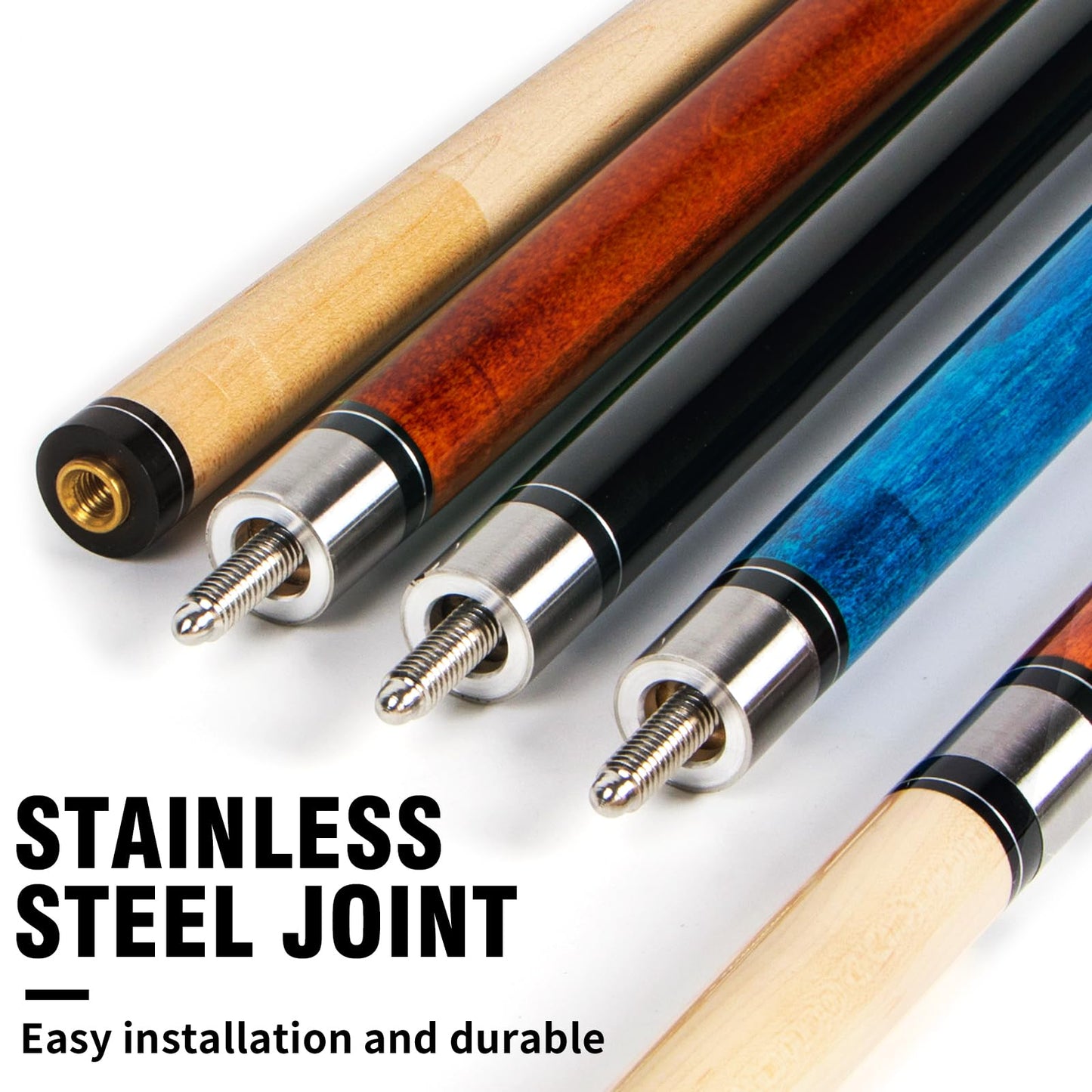 AKLOT 4x 58" Maple Pool Cues