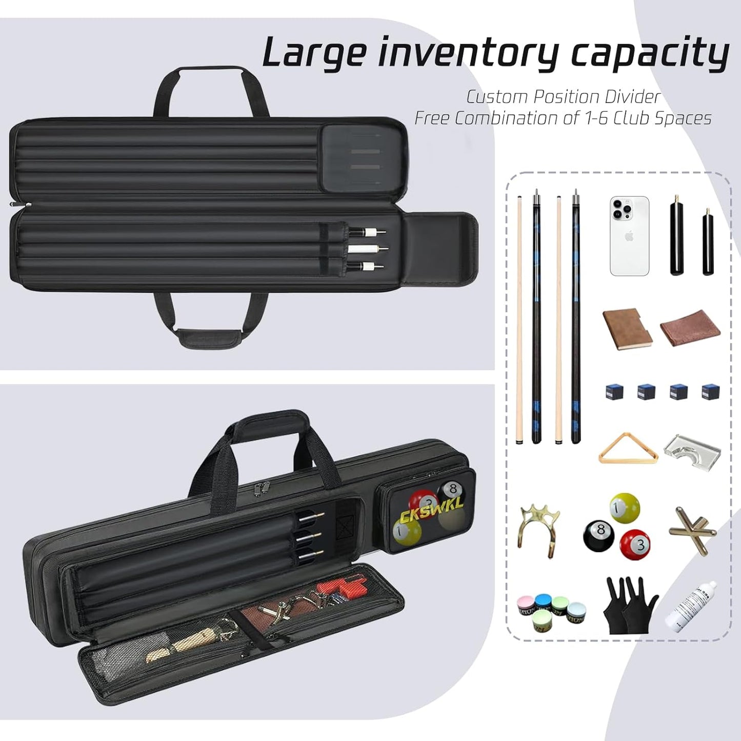 Pool Cue Case 3x4 – Soft Padded Billiard Backpack