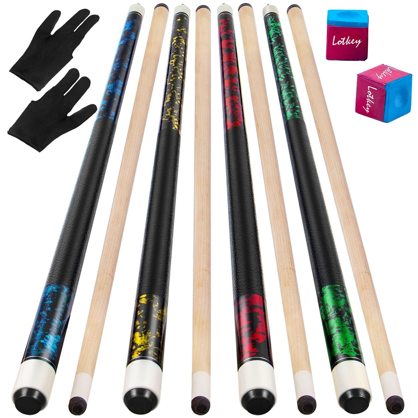 LOTKEY 4-Piece Pool Cue Set