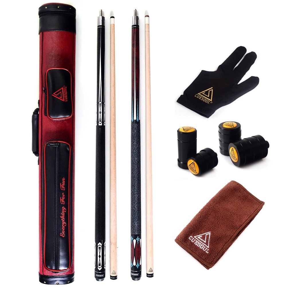 CUESOUL 2-Pack Pool Cue Sticks with Hard Case