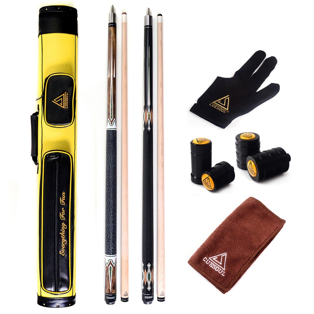 CUESOUL 2-Pack Pool Cue Sticks with Hard Case
