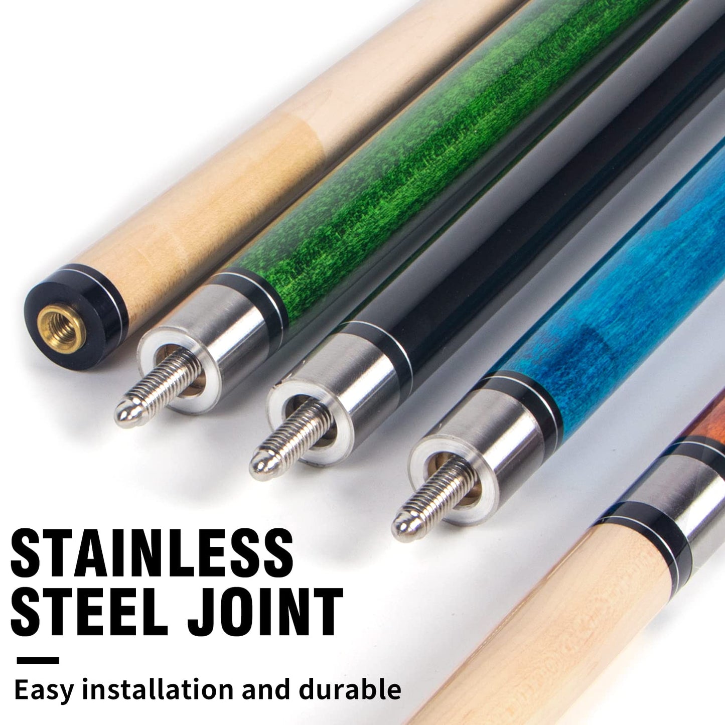 AKLOT 4x 58" Maple Pool Cues