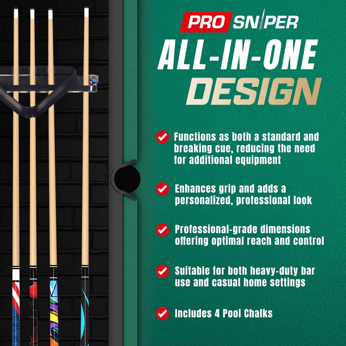 Premium 4-Pack 58" Maple Pool Cues