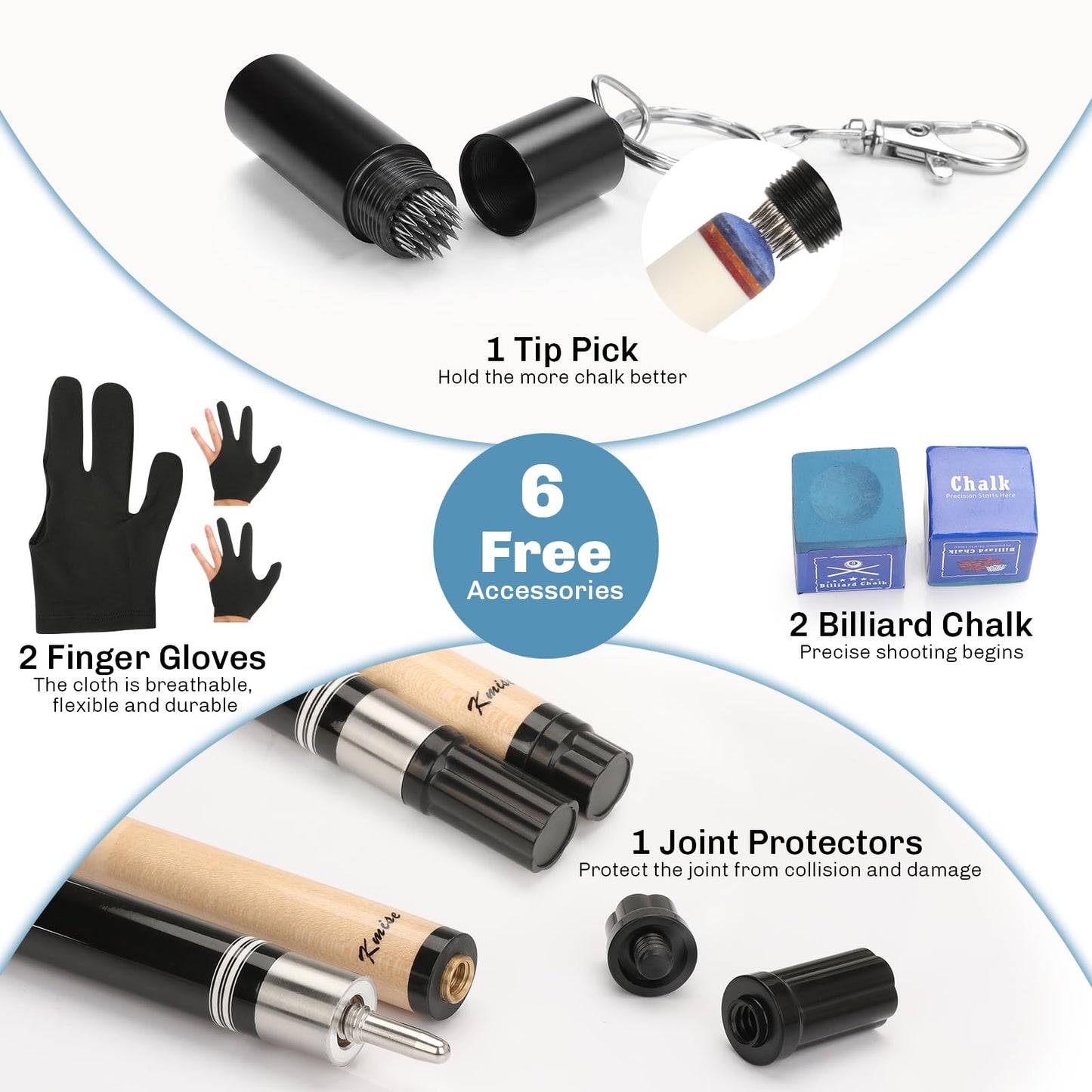 Kmise 58" Maple Pool Cue with Case