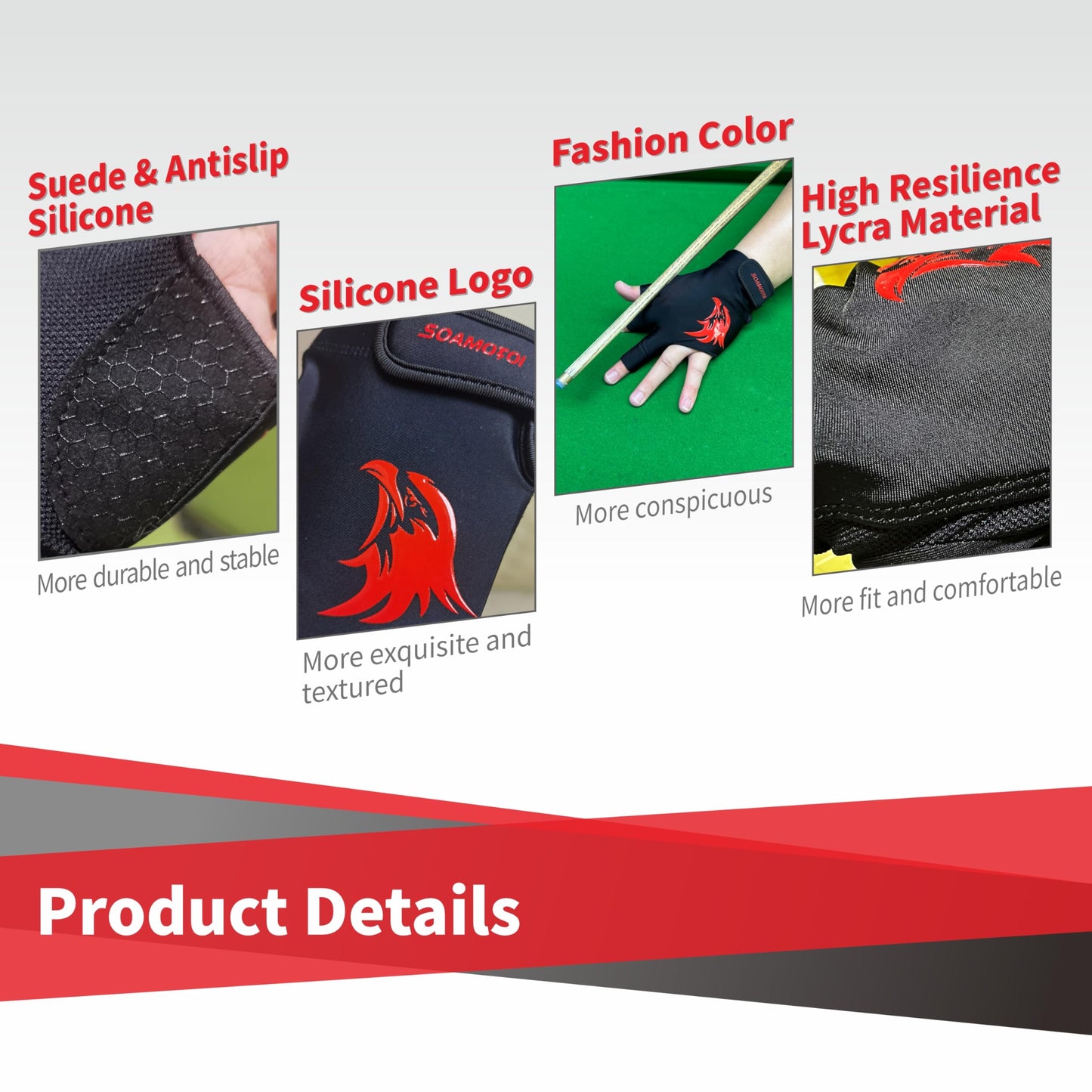 Left Hand 3-Finger Pool Glove