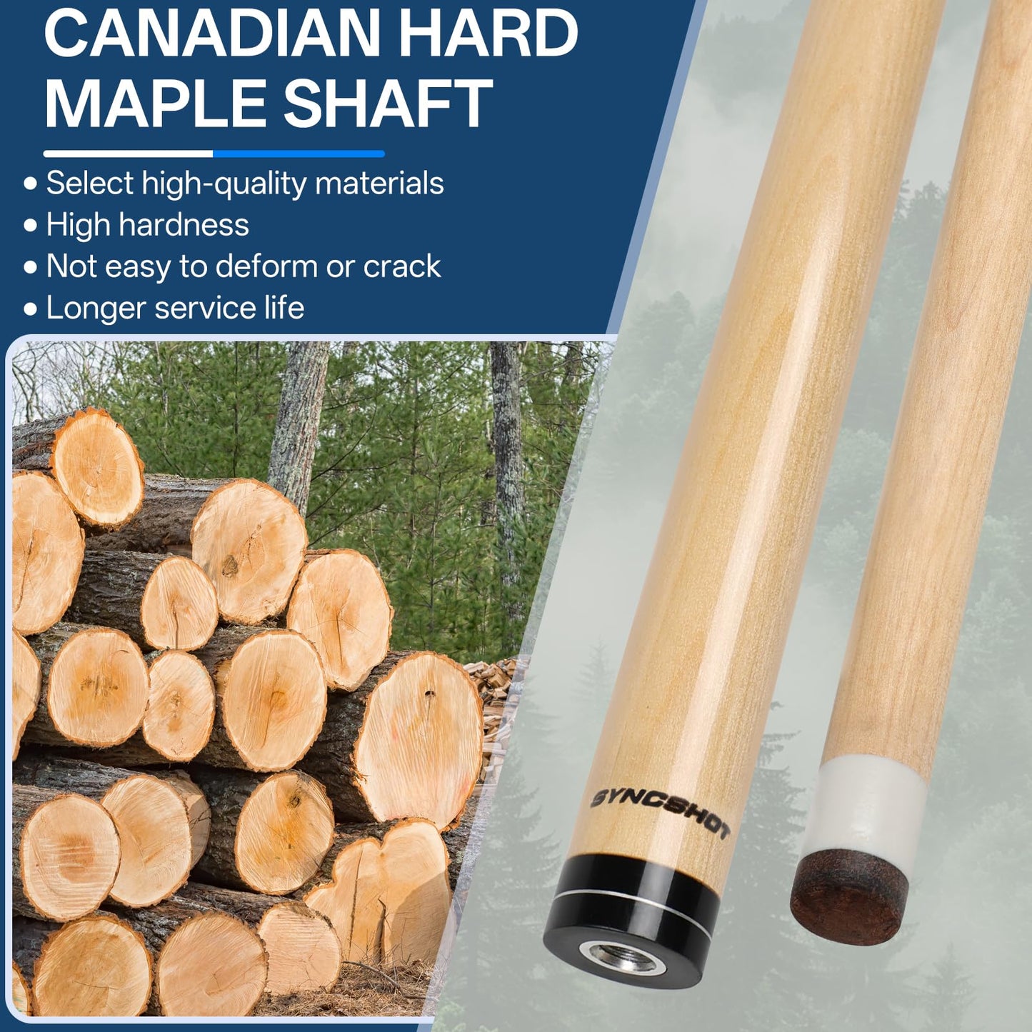 5-Pack 58" Maple Pool Cues – 18-21oz