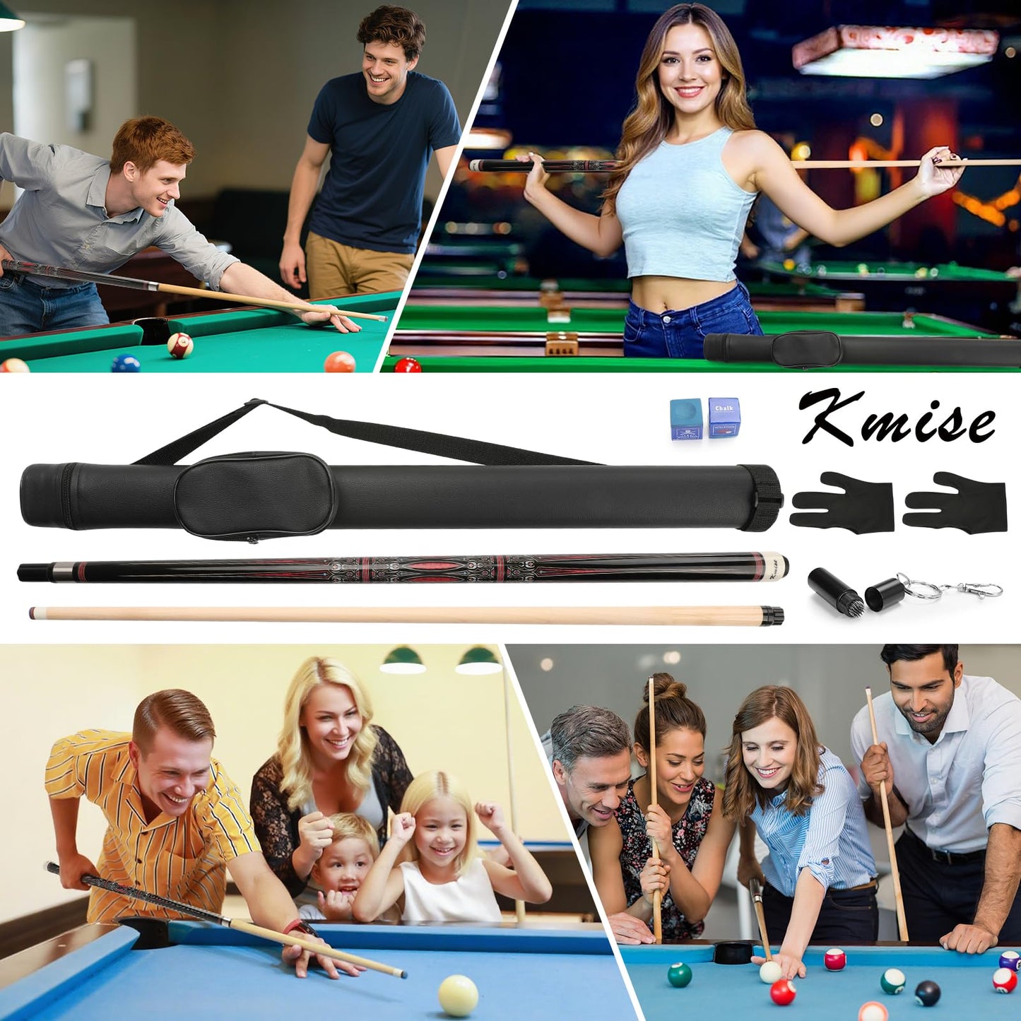 Kmise 58" Maple Pool Cue with Case