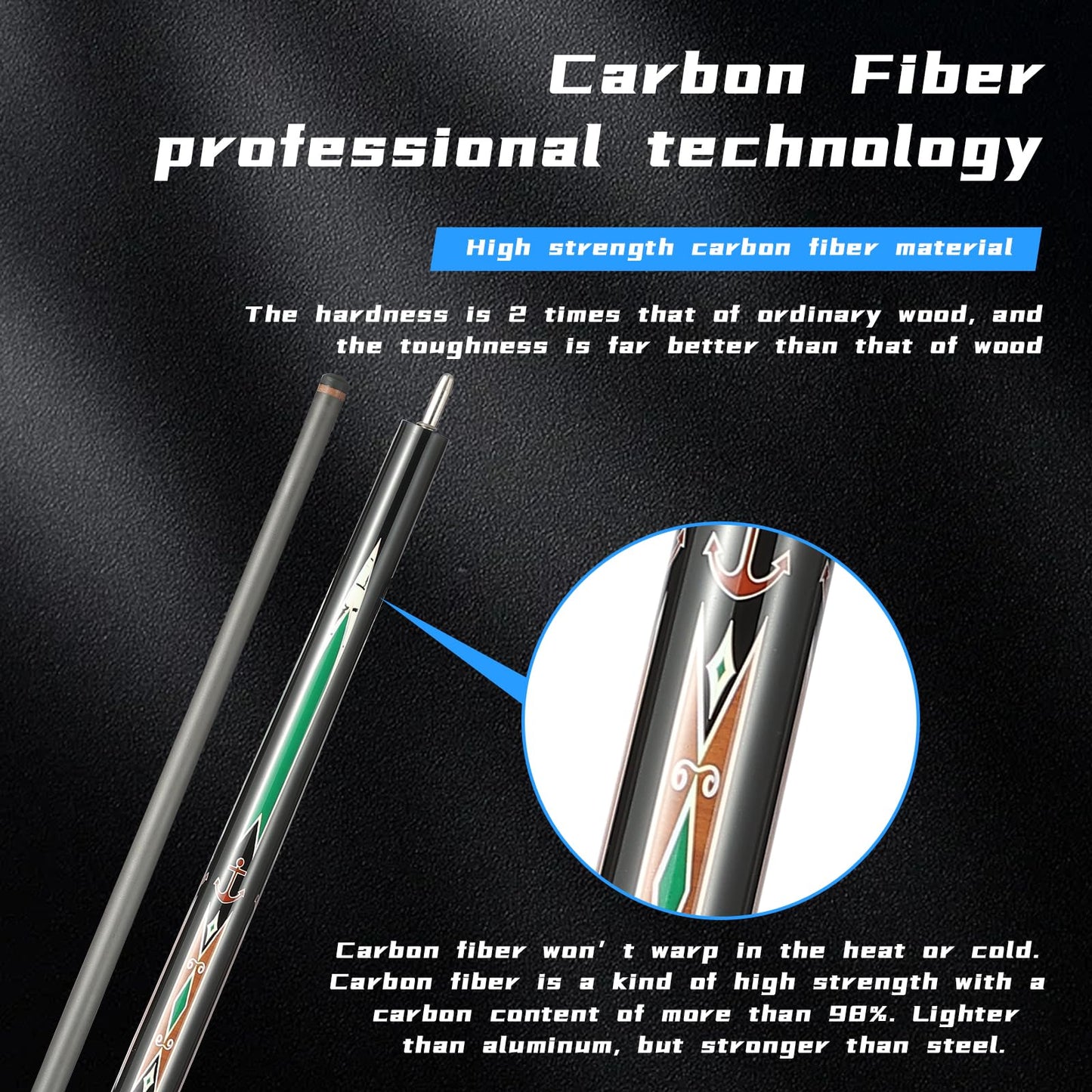 CROWN ME Carbon Fiber Pool Cue 20oz