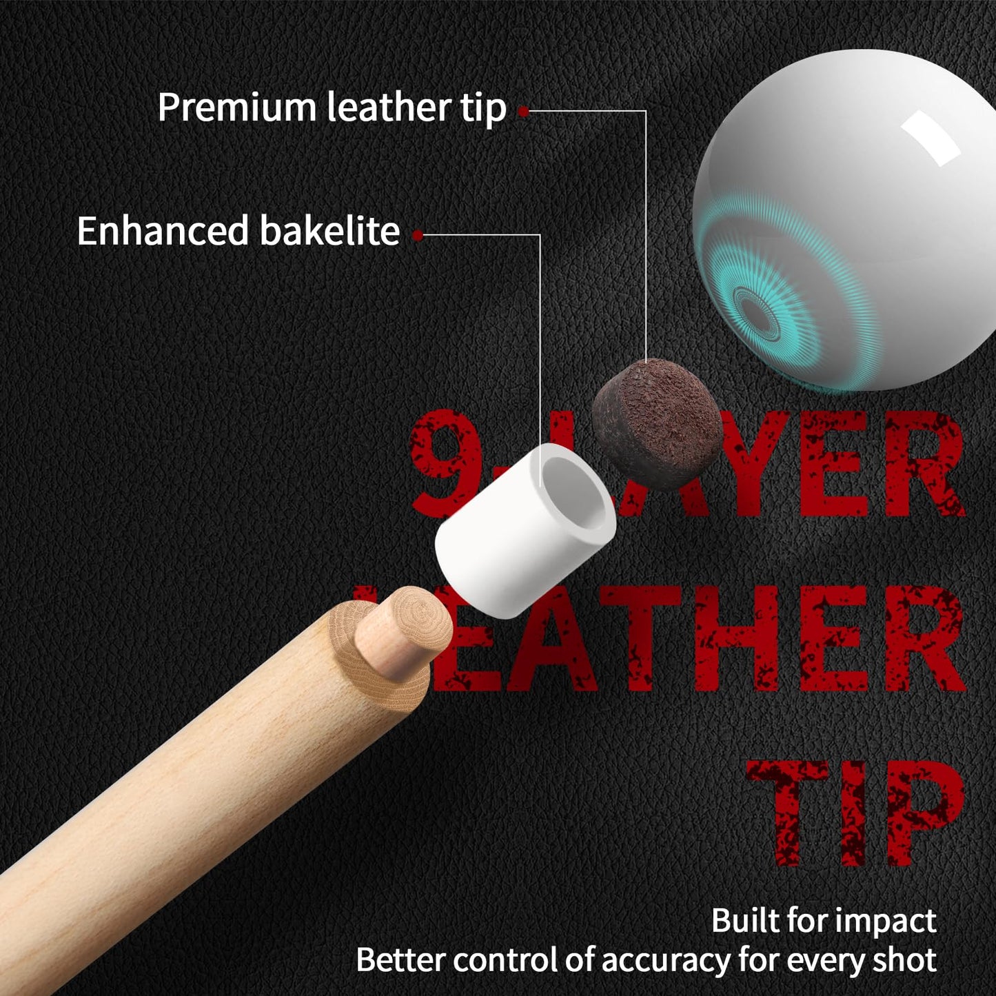 Kmise 58" Low-Deflection Pool Cue