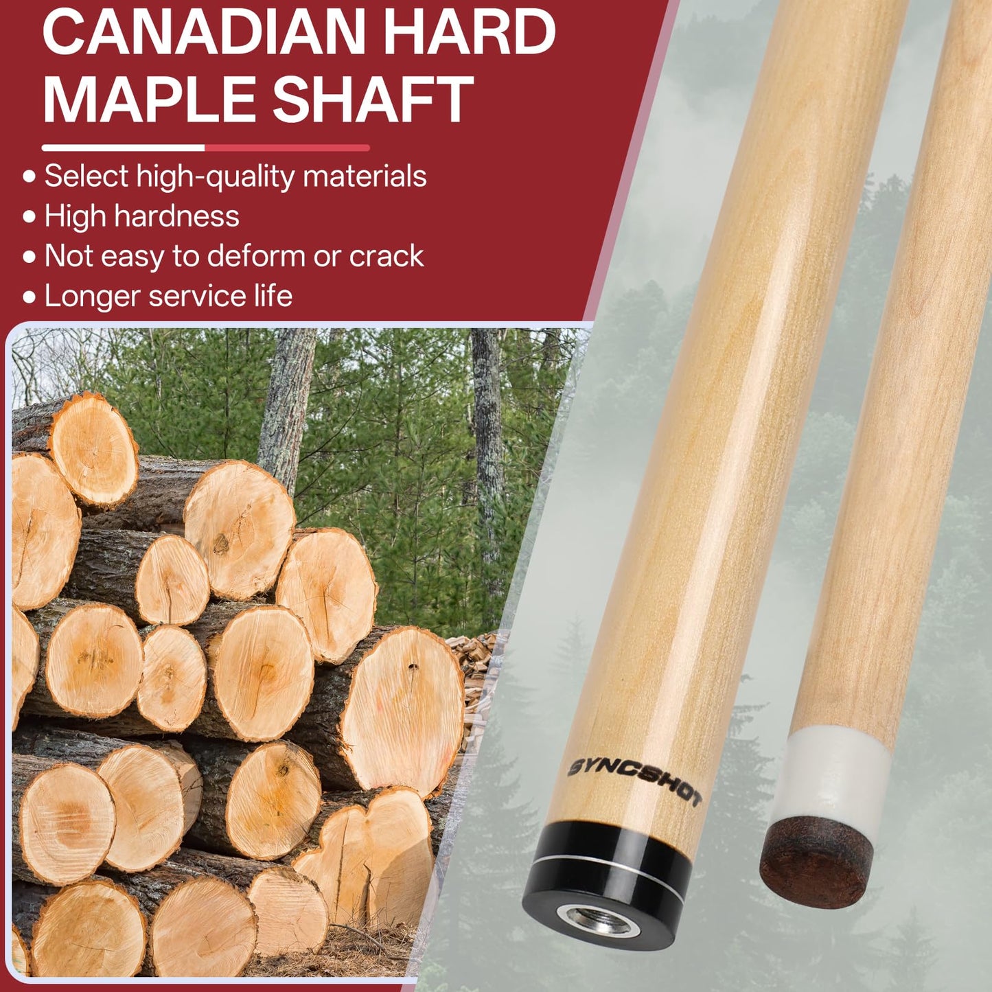 5-Pack 58" Maple Pool Cues – 18-21oz