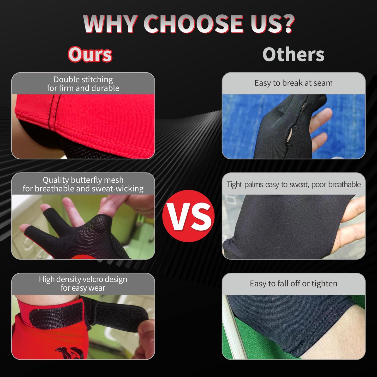 Left Hand 3-Finger Pool Glove