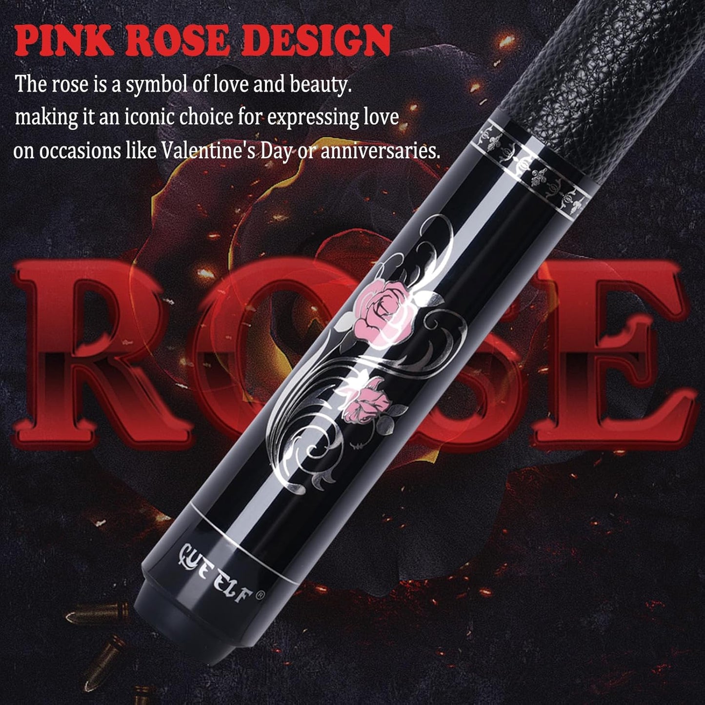 58" Carbon Fiber Pool Cue – Pink, Low Deflection
