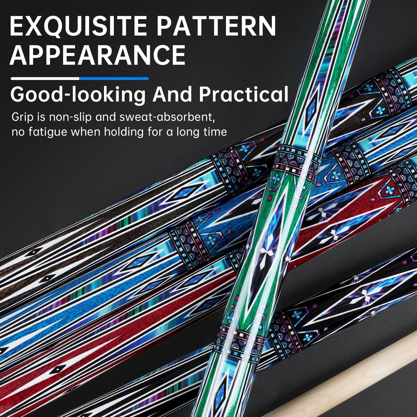 5-Pack 58" Maple Pool Cues – 18-21oz