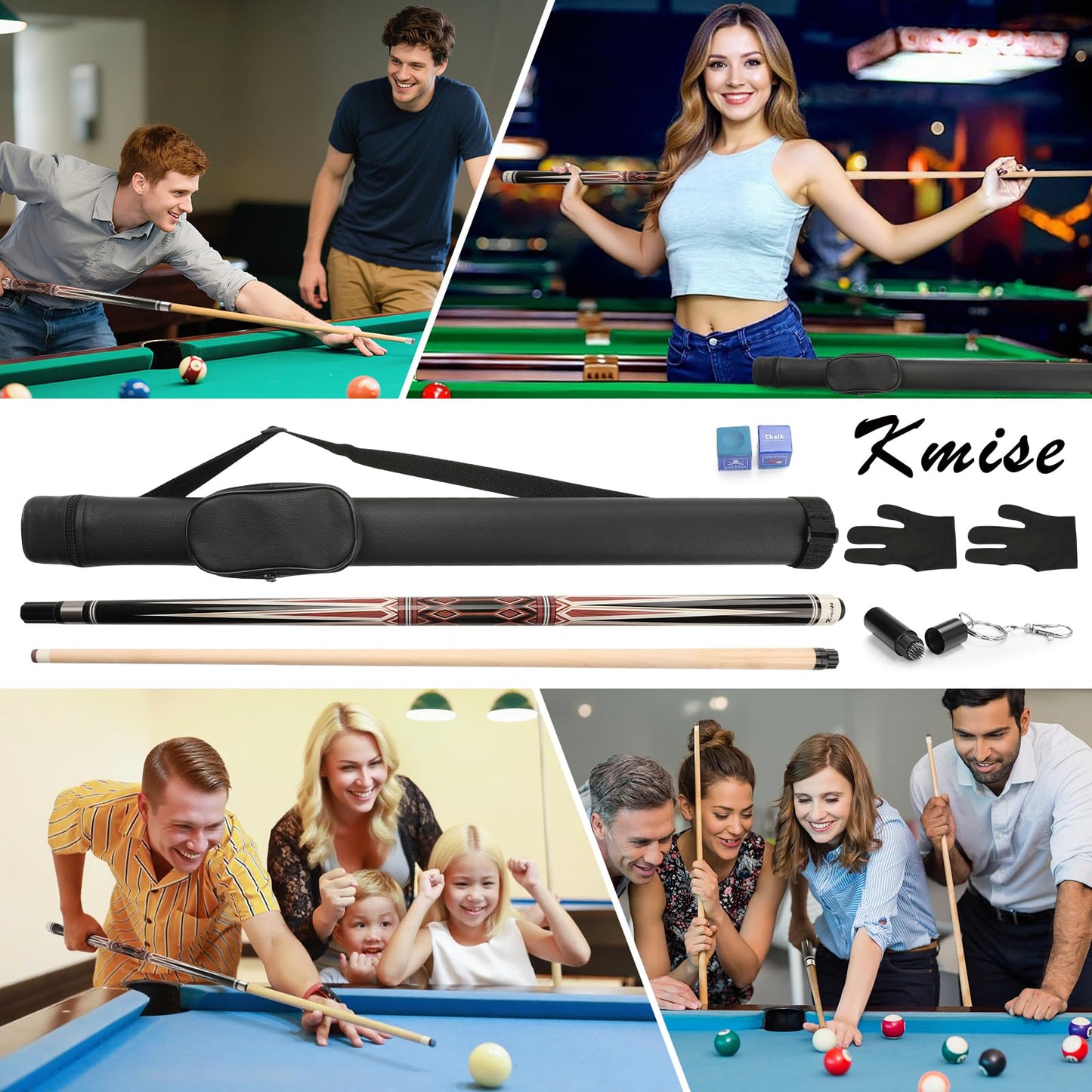 Kmise 58" Maple Pool Cue with Case