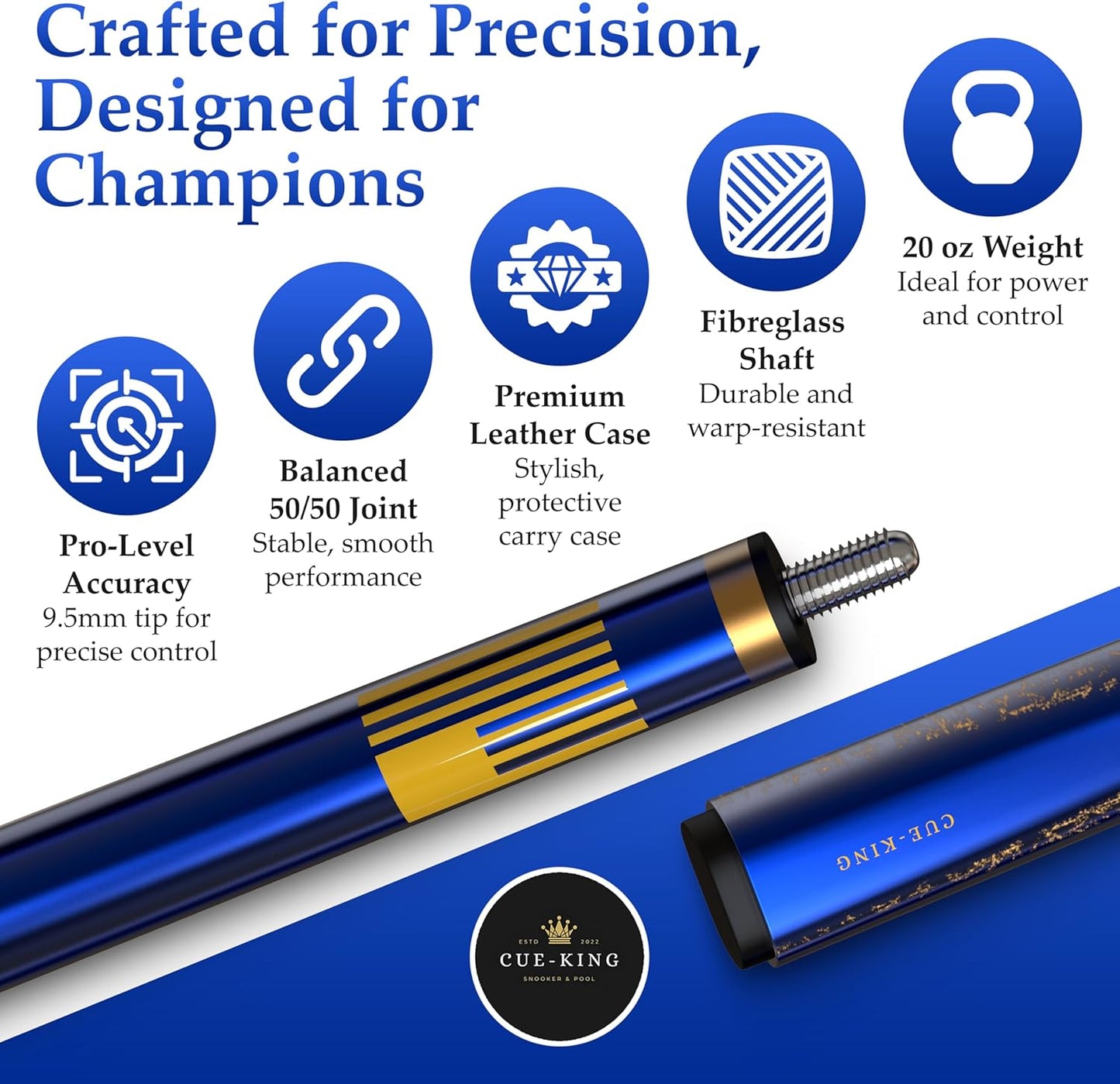 Premier 58" 20oz Pool Cue – 9.5mm Tip with Case