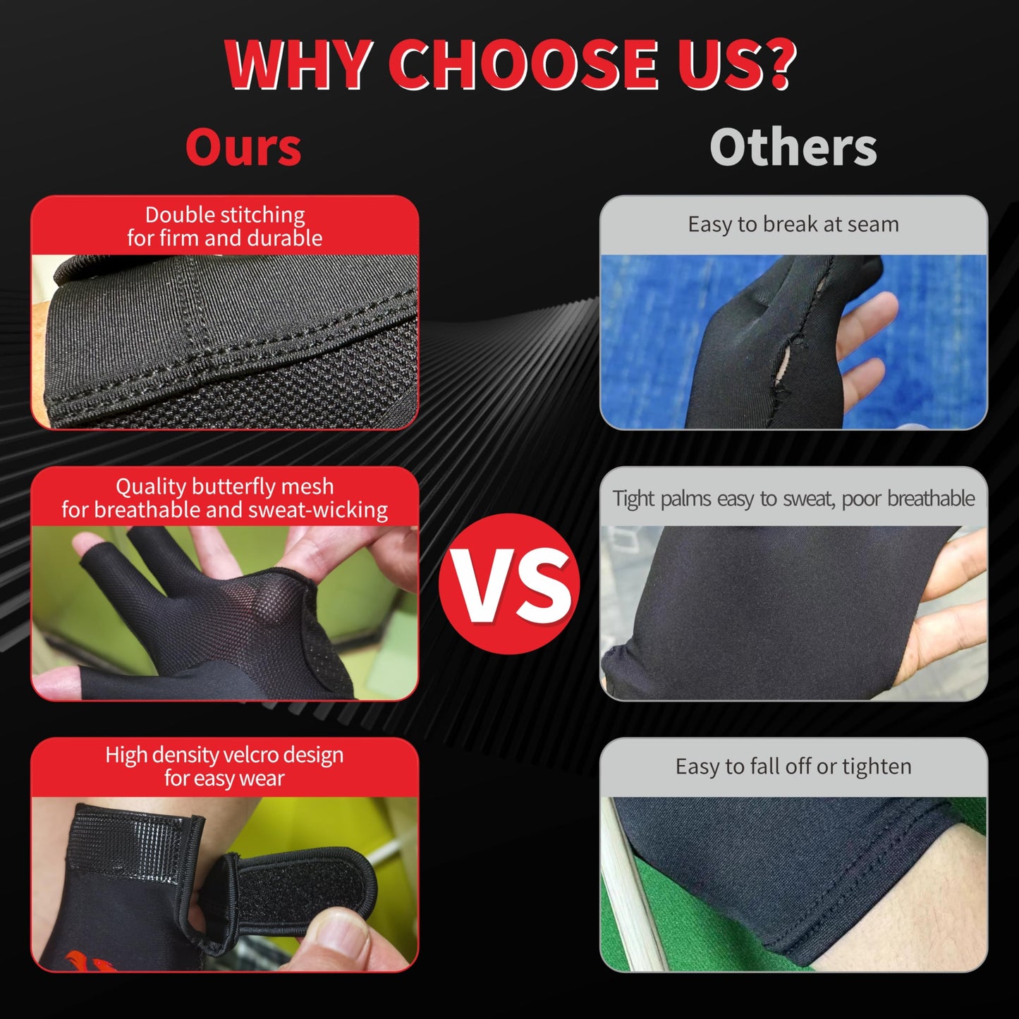 Left Hand 3-Finger Pool Glove