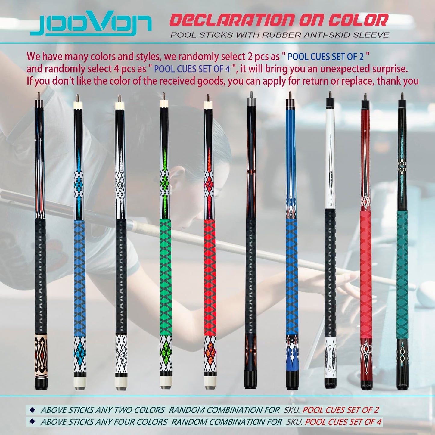 Pool Cue Set – 2 or 4 Pack, 58", 13mm Tip