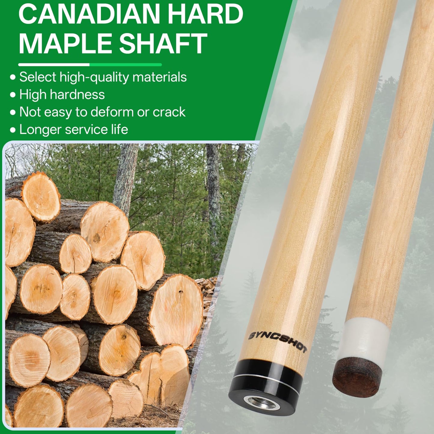 5-Pack 58" Maple Pool Cues – 18-21oz