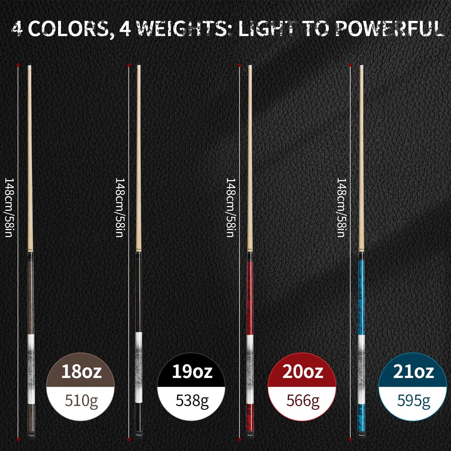 Kmise 58" Low-Deflection Pool Cue