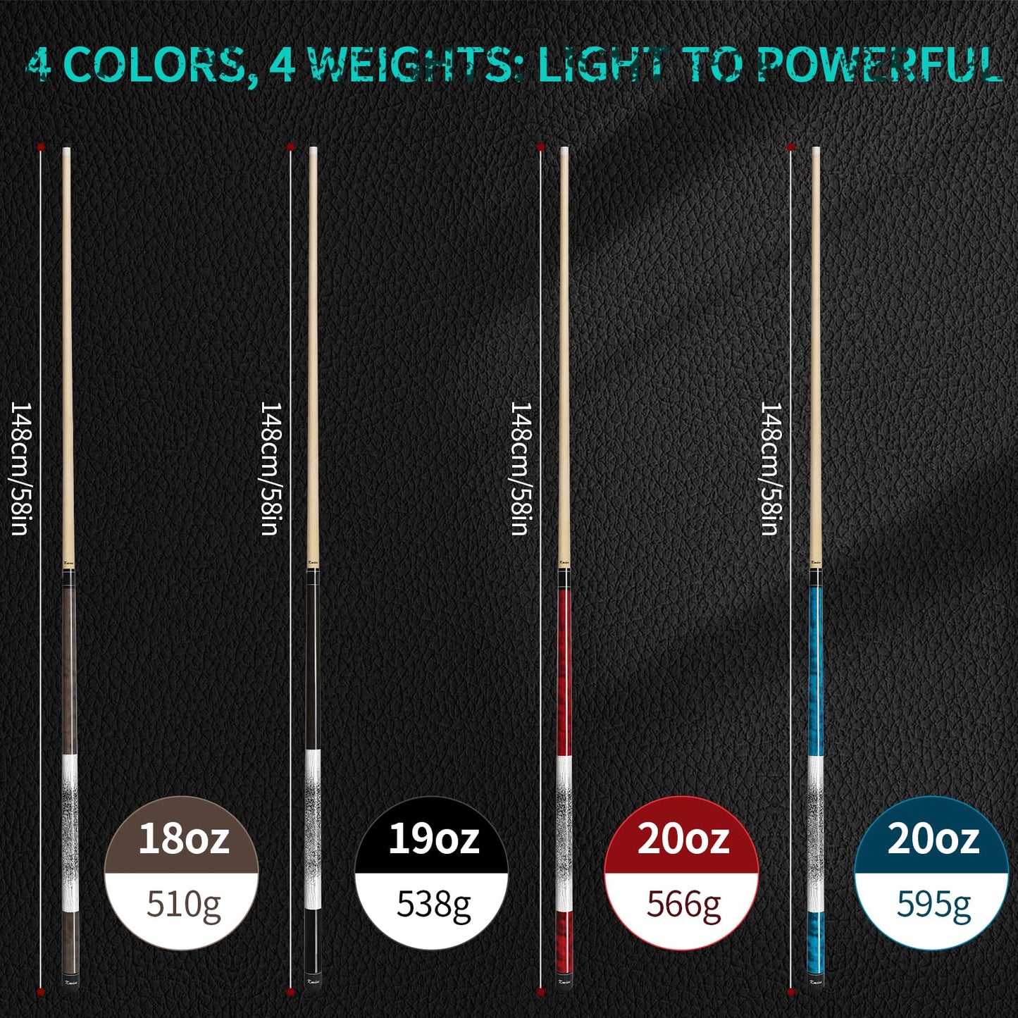 Kmise 58" Low-Deflection Pool Cue