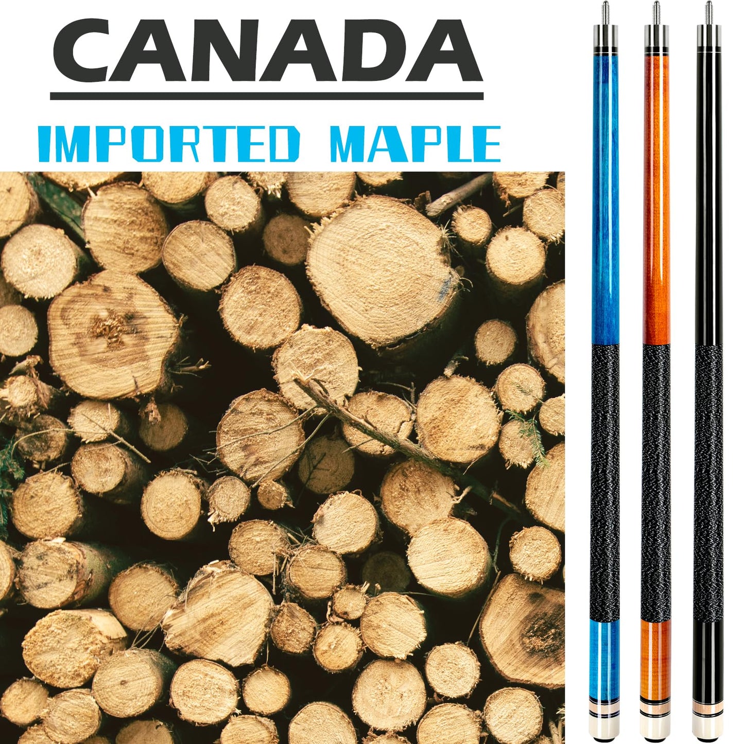 AKLOT 4x 58" Maple Pool Cues