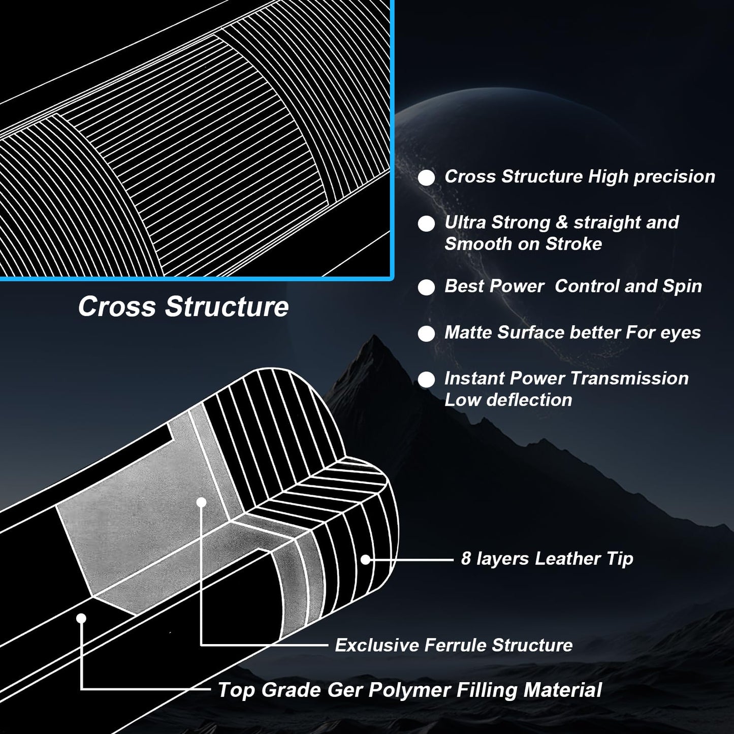 CROWN ME Carbon Fiber Pool Cue 20oz