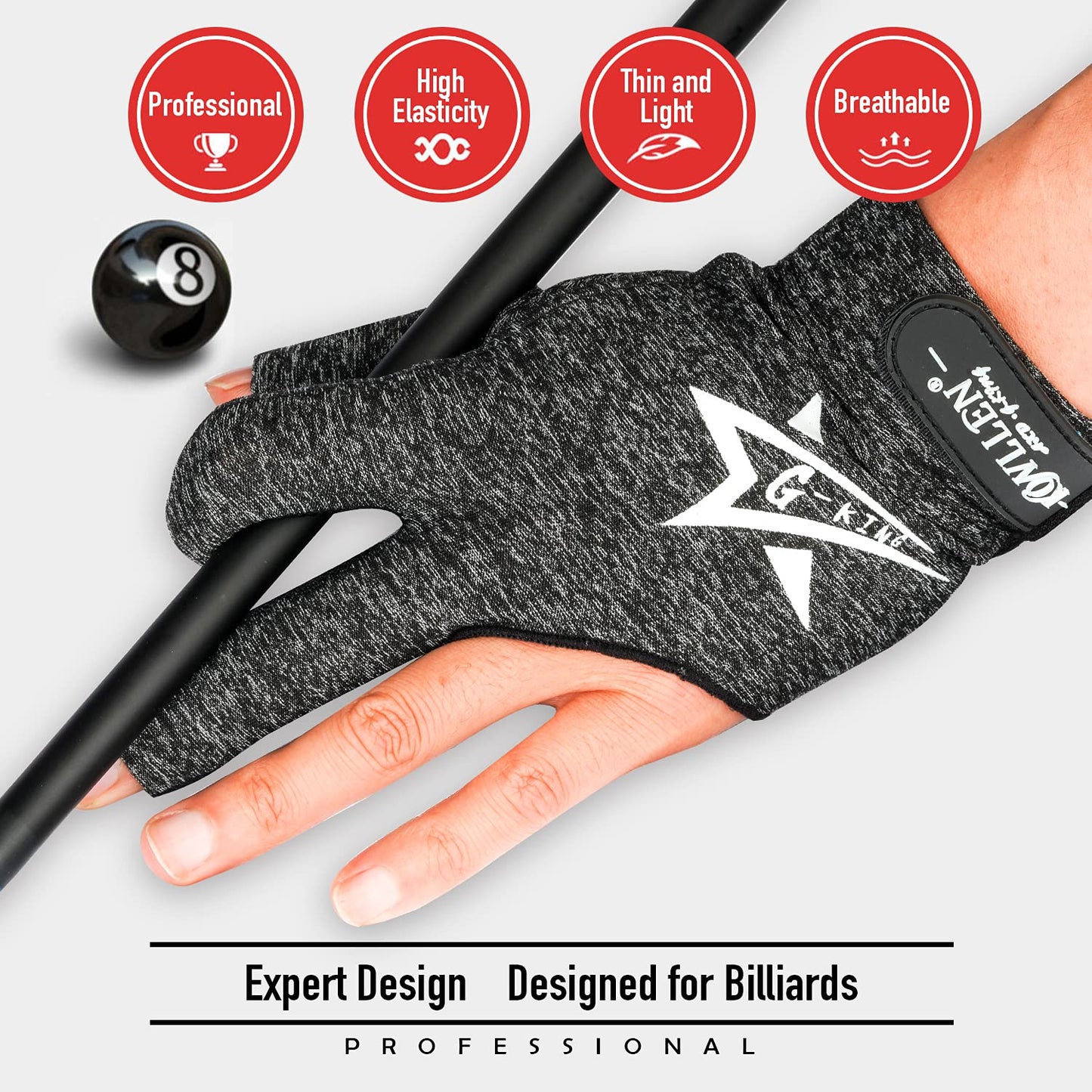 KONLLEN Adjustable Billiard Gloves