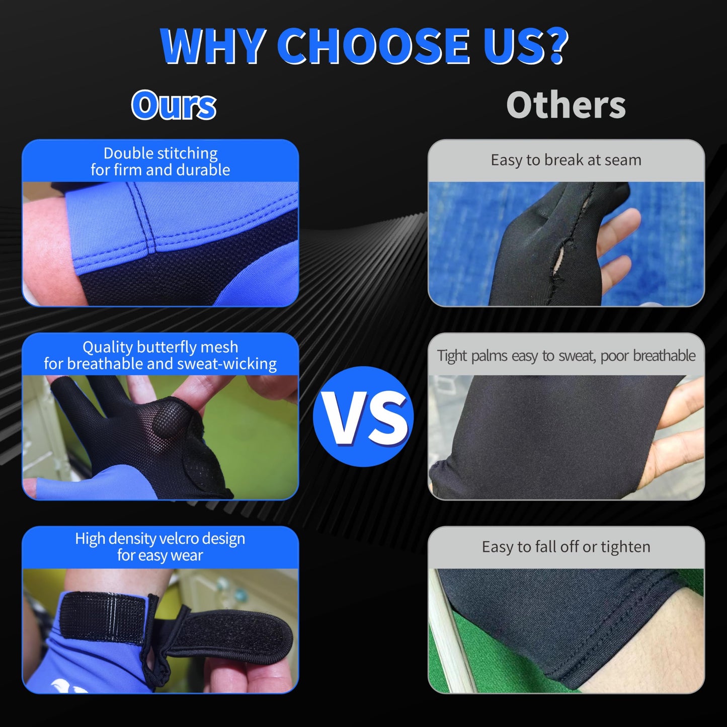 Left Hand 3-Finger Pool Glove