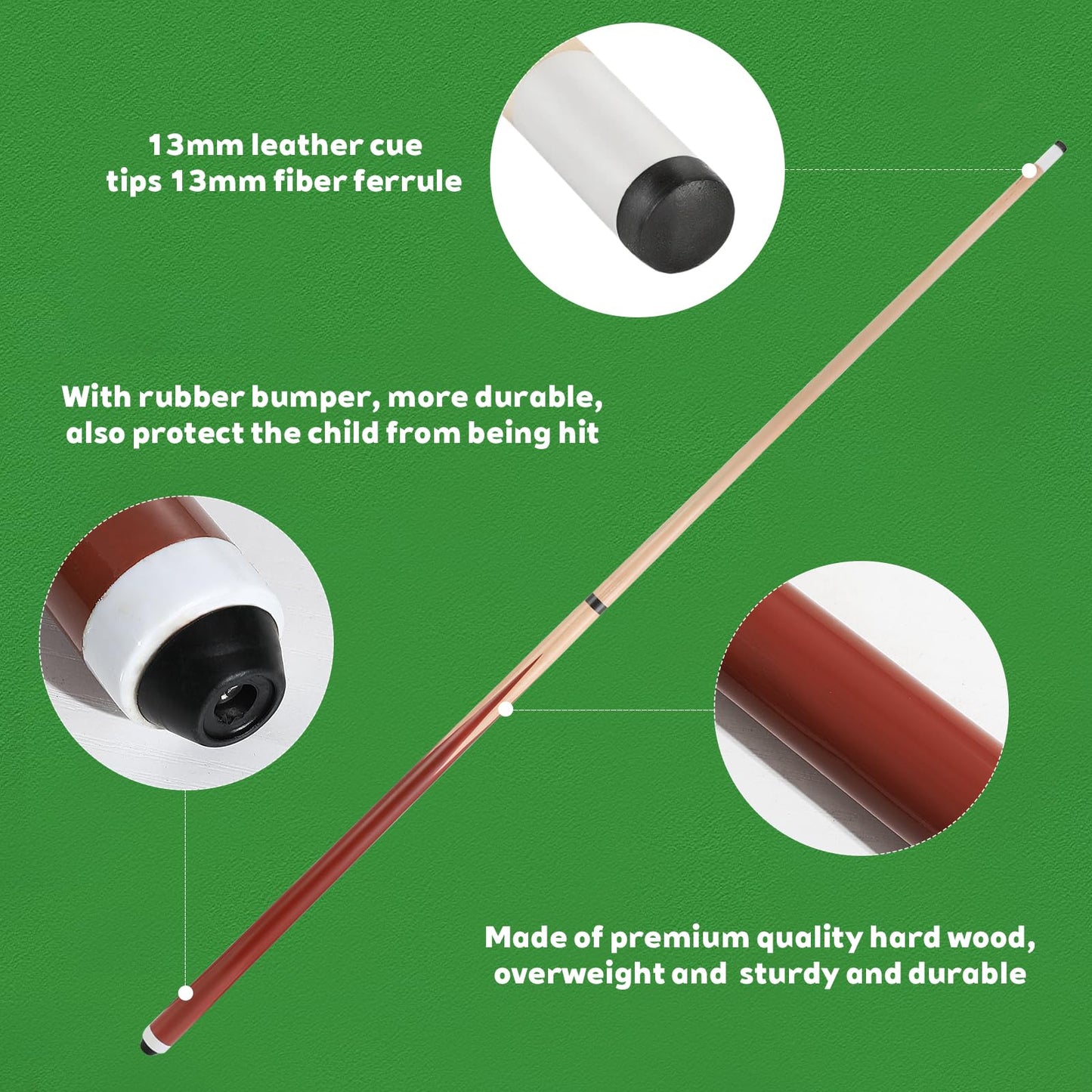 58" 2-Piece Coffee Pool Cue 20oz
