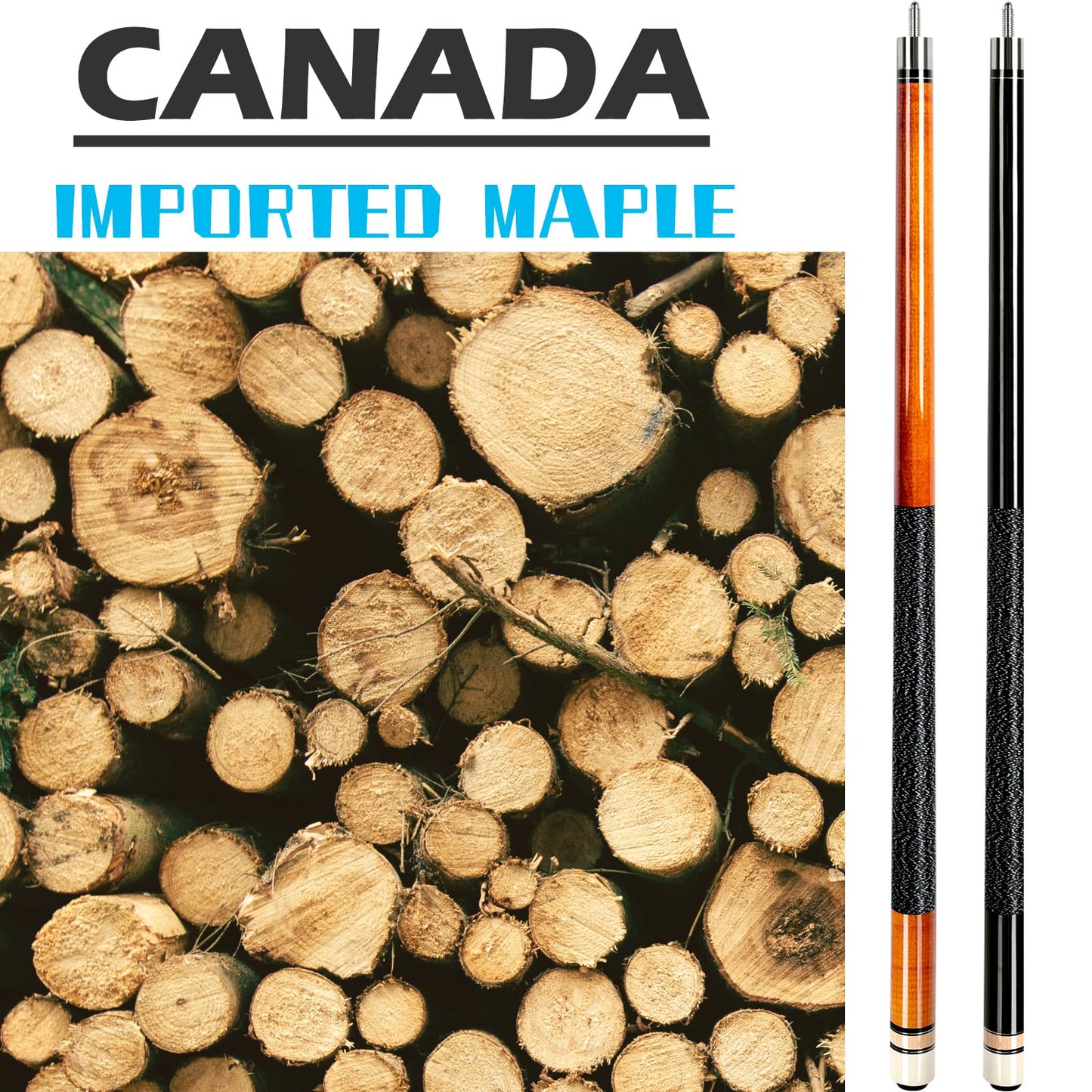 AKLOT 4x 58" Maple Pool Cues