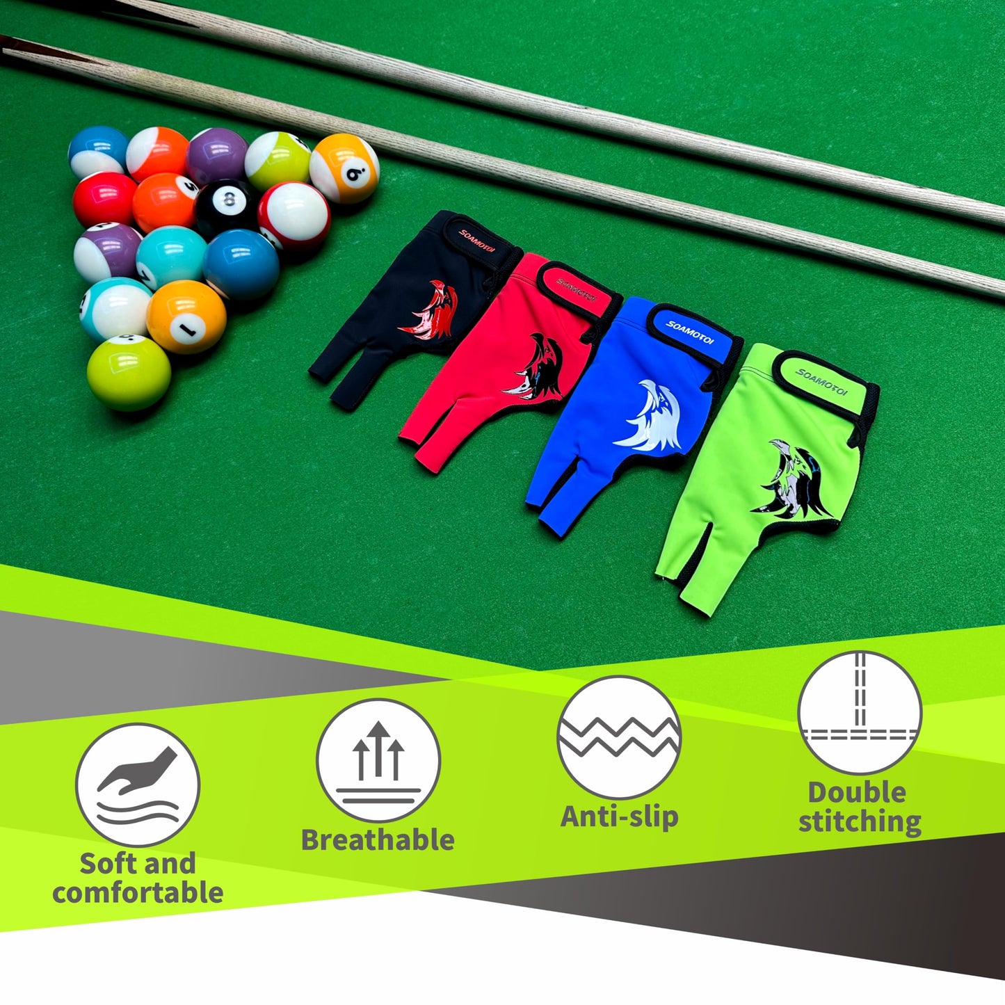 Left Hand 3-Finger Pool Glove