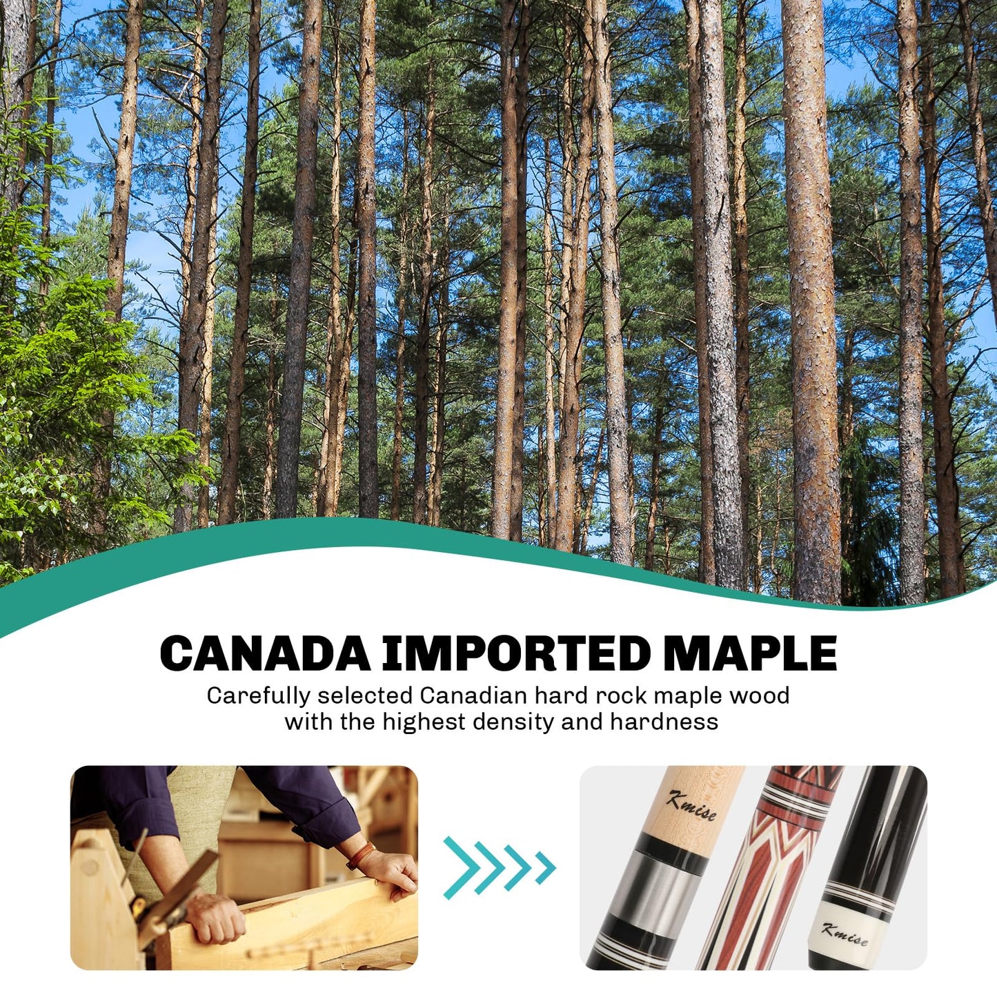 Kmise 58" Maple Pool Cue with Case