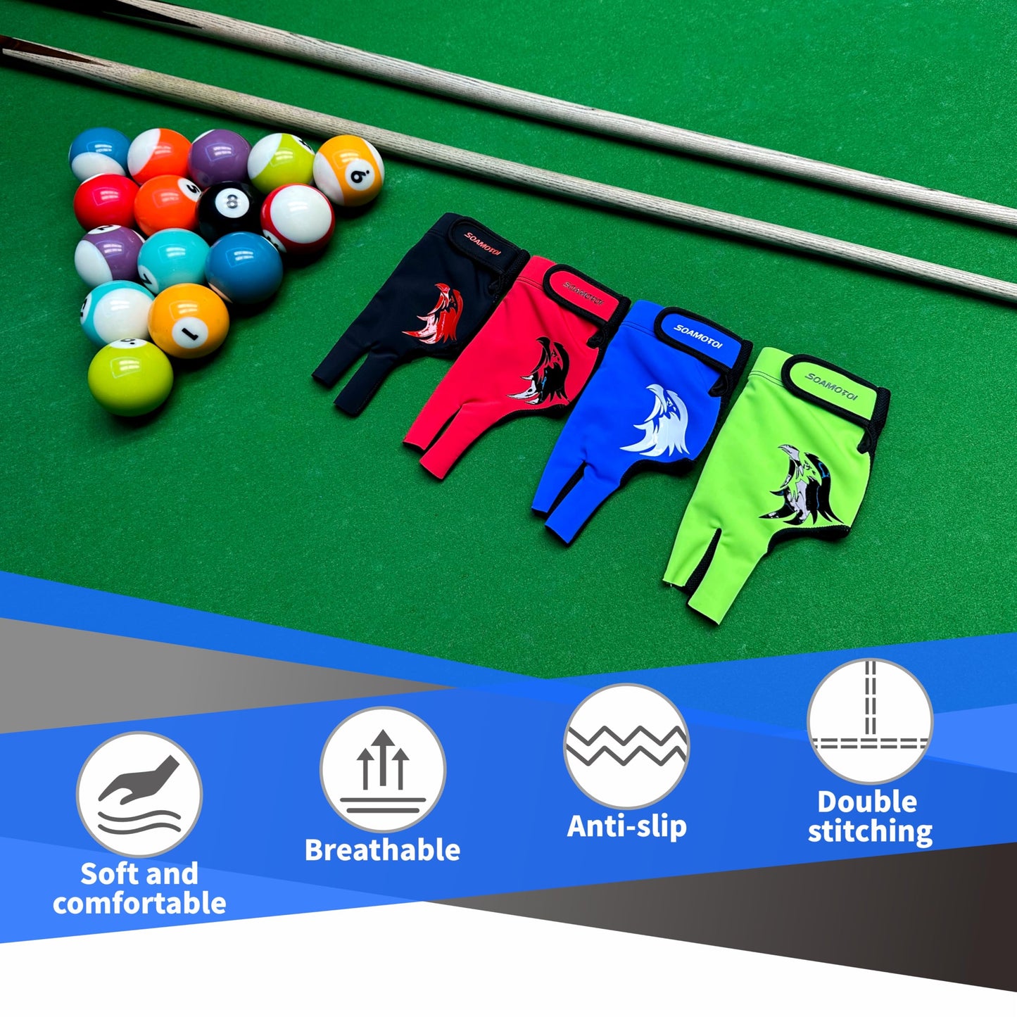 Left Hand 3-Finger Pool Glove