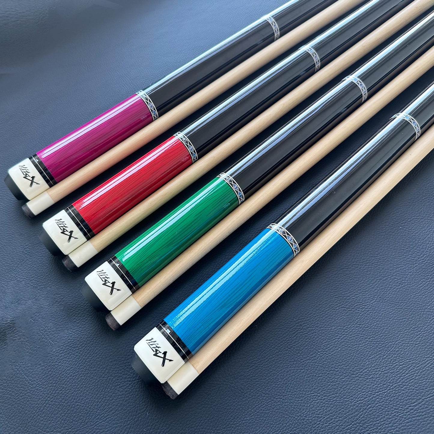 Tai Ba 4-Pack 58" Pool Cues – 13mm Tip, 18-21oz