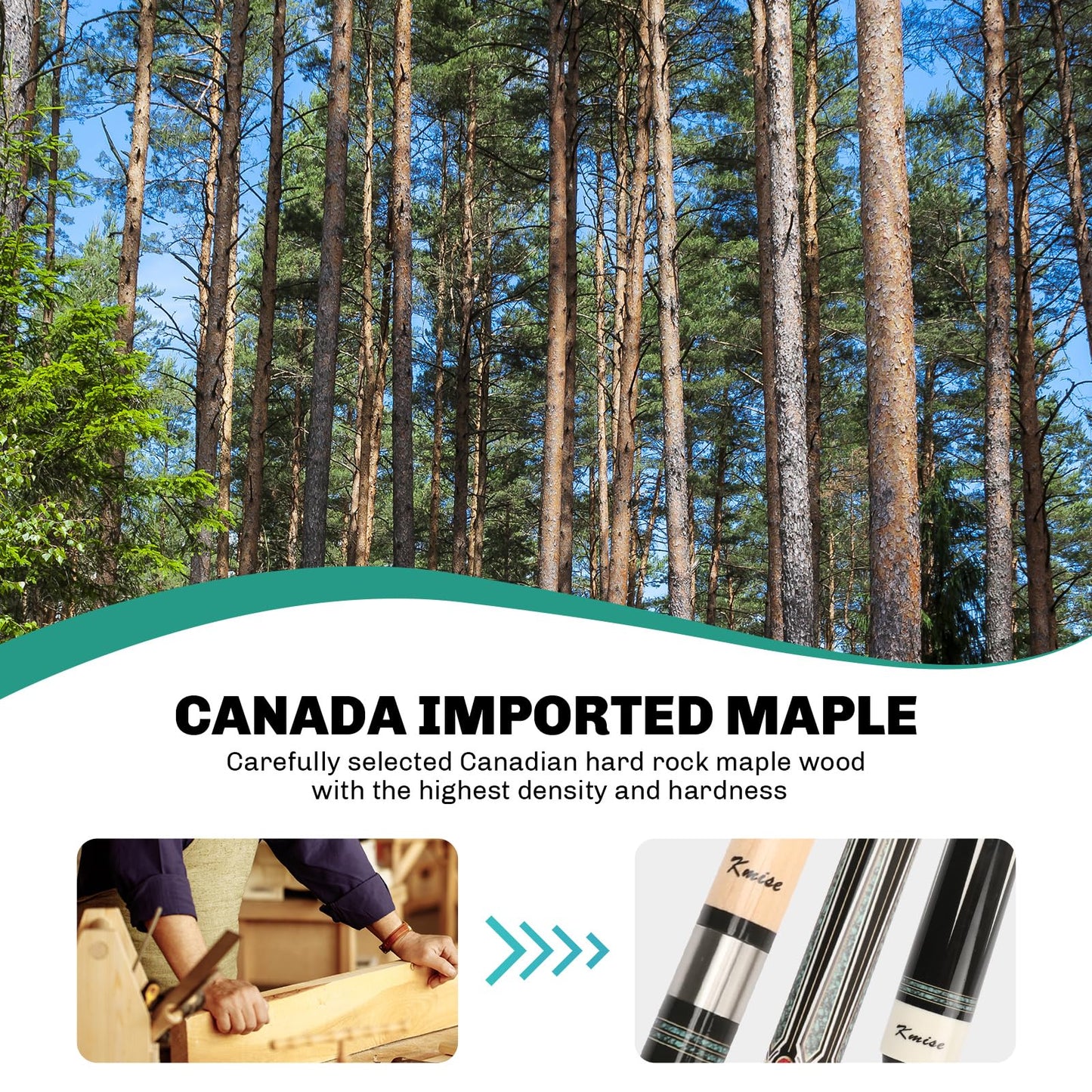 Kmise 58" Maple Pool Cue with Case