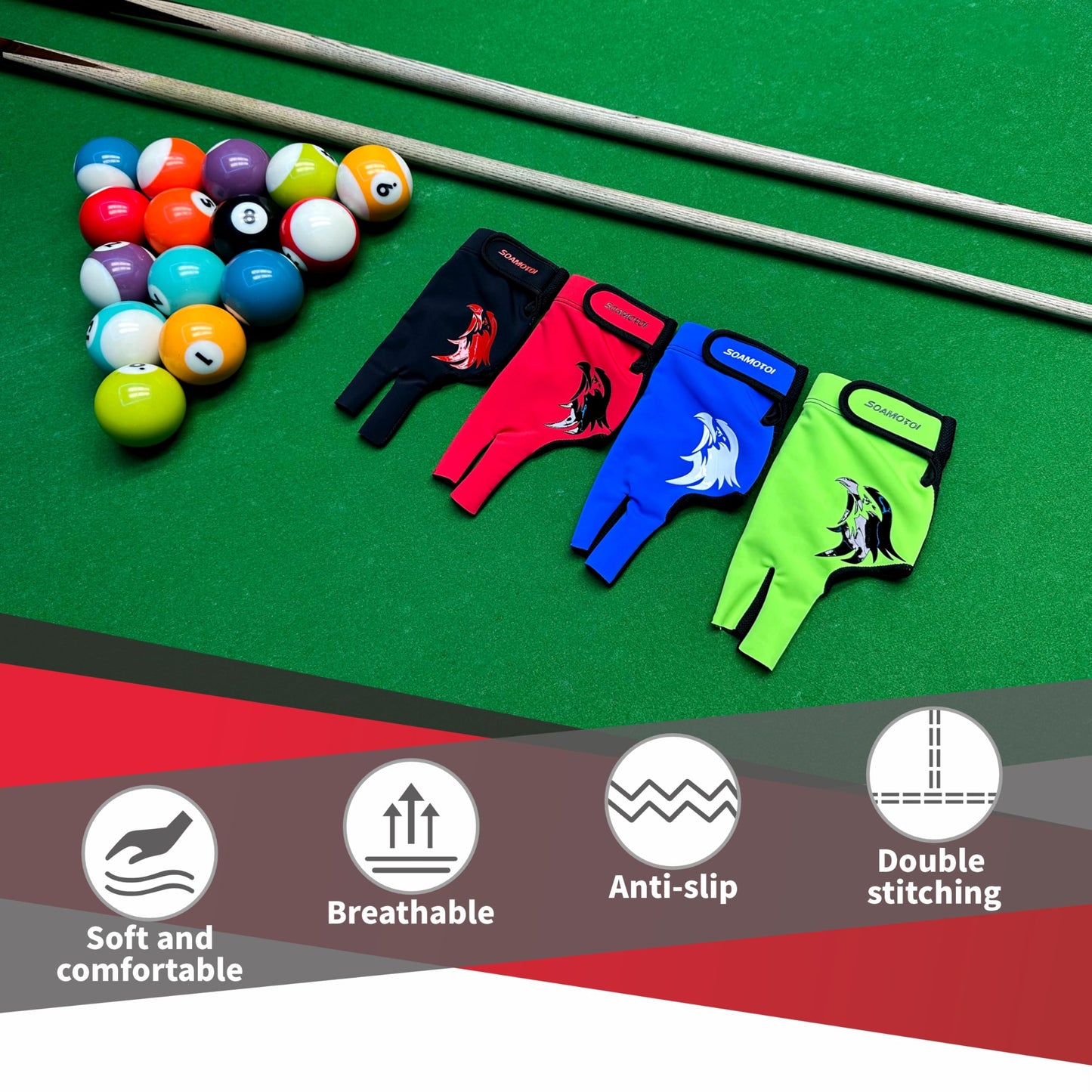 Left Hand 3-Finger Pool Glove