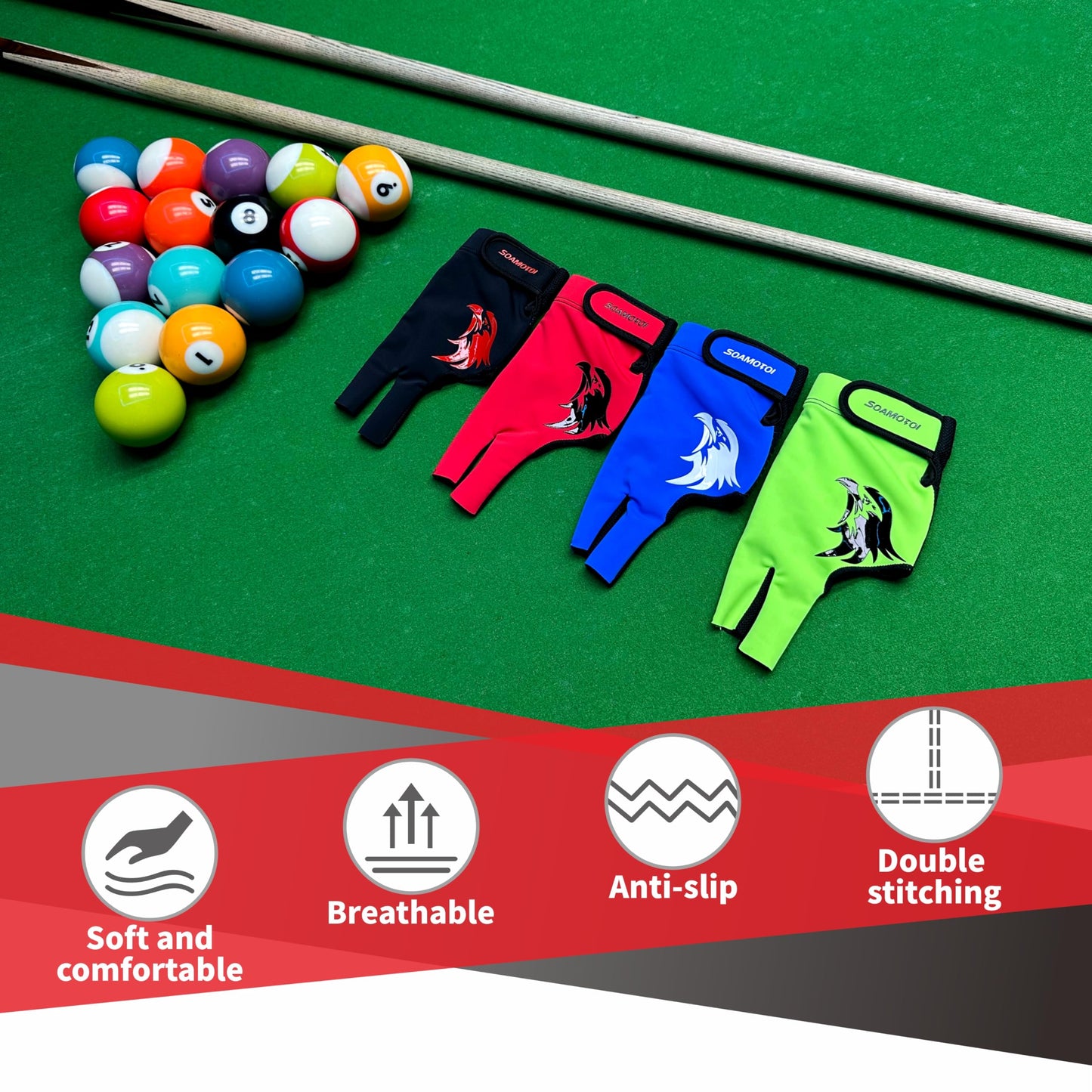 Left Hand 3-Finger Pool Glove